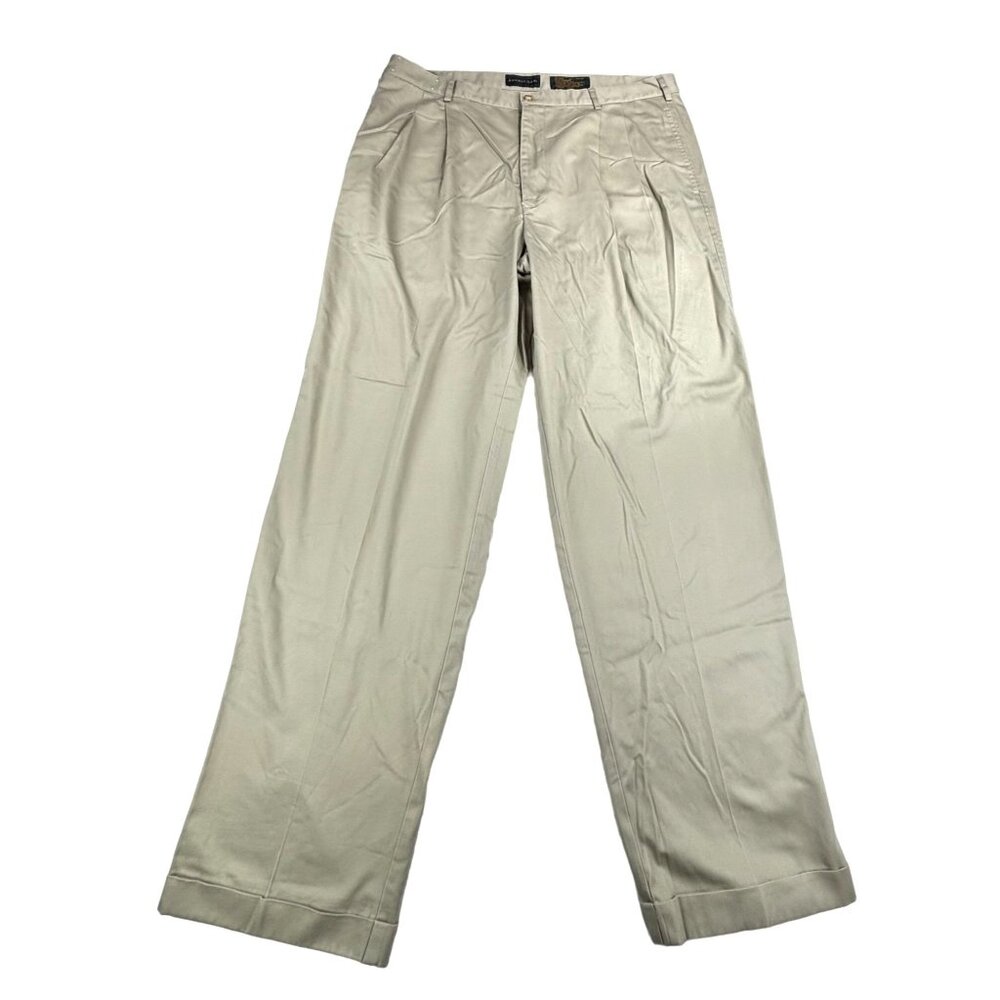 Izod Club Khaki Pants Men's 38/32 Pleated Cuff Educore 90's Y2k